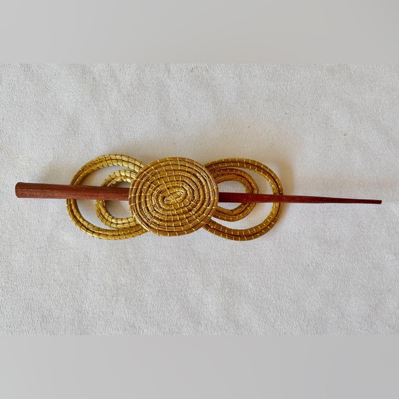 Hair Pin with Rare Golden Grass Decorative Slide - Picture 1 of 1
